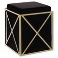 Black Velvet Square Ottoman J31958