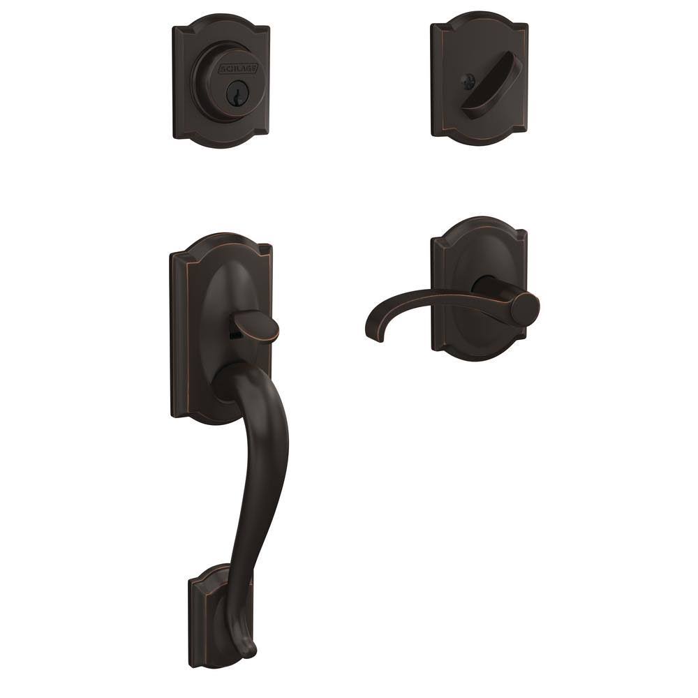 Aged Bronze Single Cylinder Door Handleset with Lever H34197