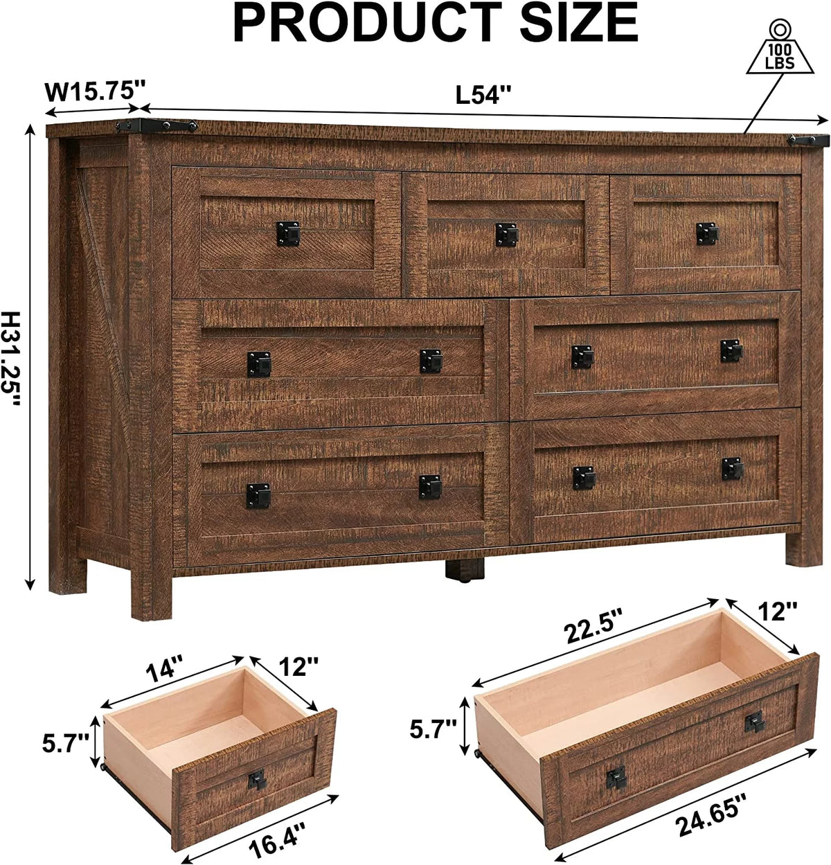 Wood 7 Drawers Dresser Storage Cabinet M75397