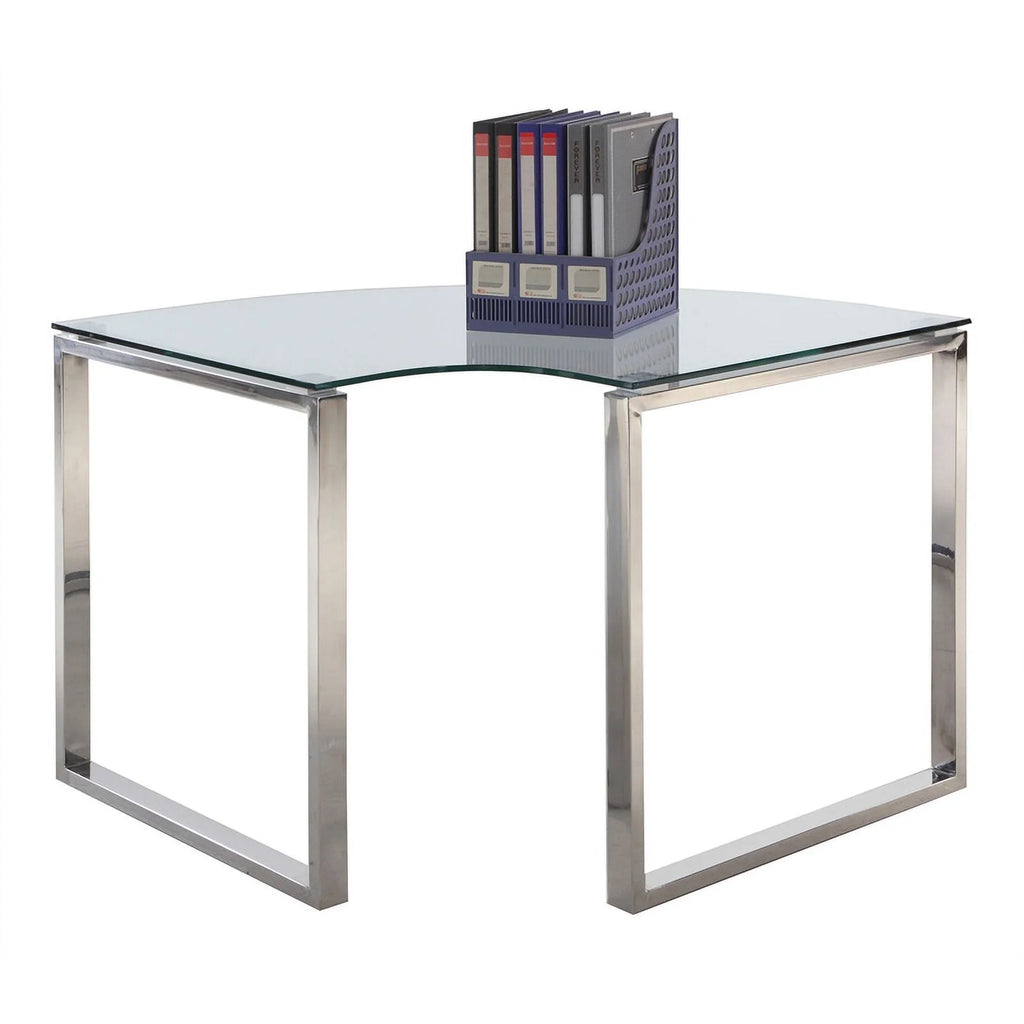 Contemporary Corner Desk with Glass Top H47878