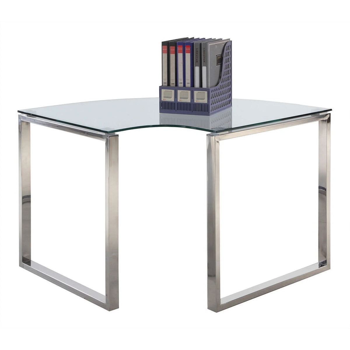 Contemporary Corner Desk with Glass Top H47878