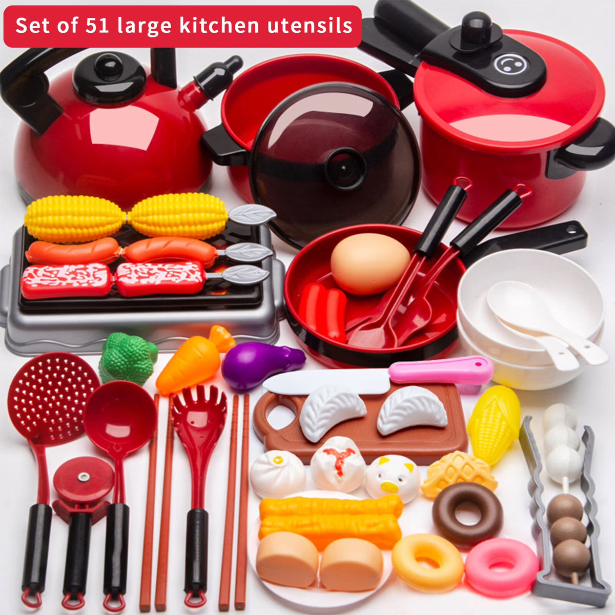 51 Pcs Kids Kitchen Playset Pots and Pans X991