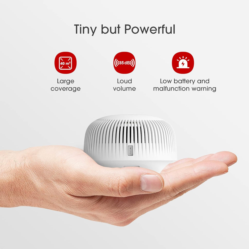 Mini Smoke Detector with 10-Year Battery, Photoelectric Sensor, Pack of 6 A447461