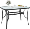 Black 47 inch Tempered Glass Patio Dining Table F132