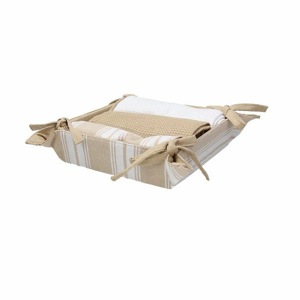 Square Basket and 3 Towels Textile Beige H83658