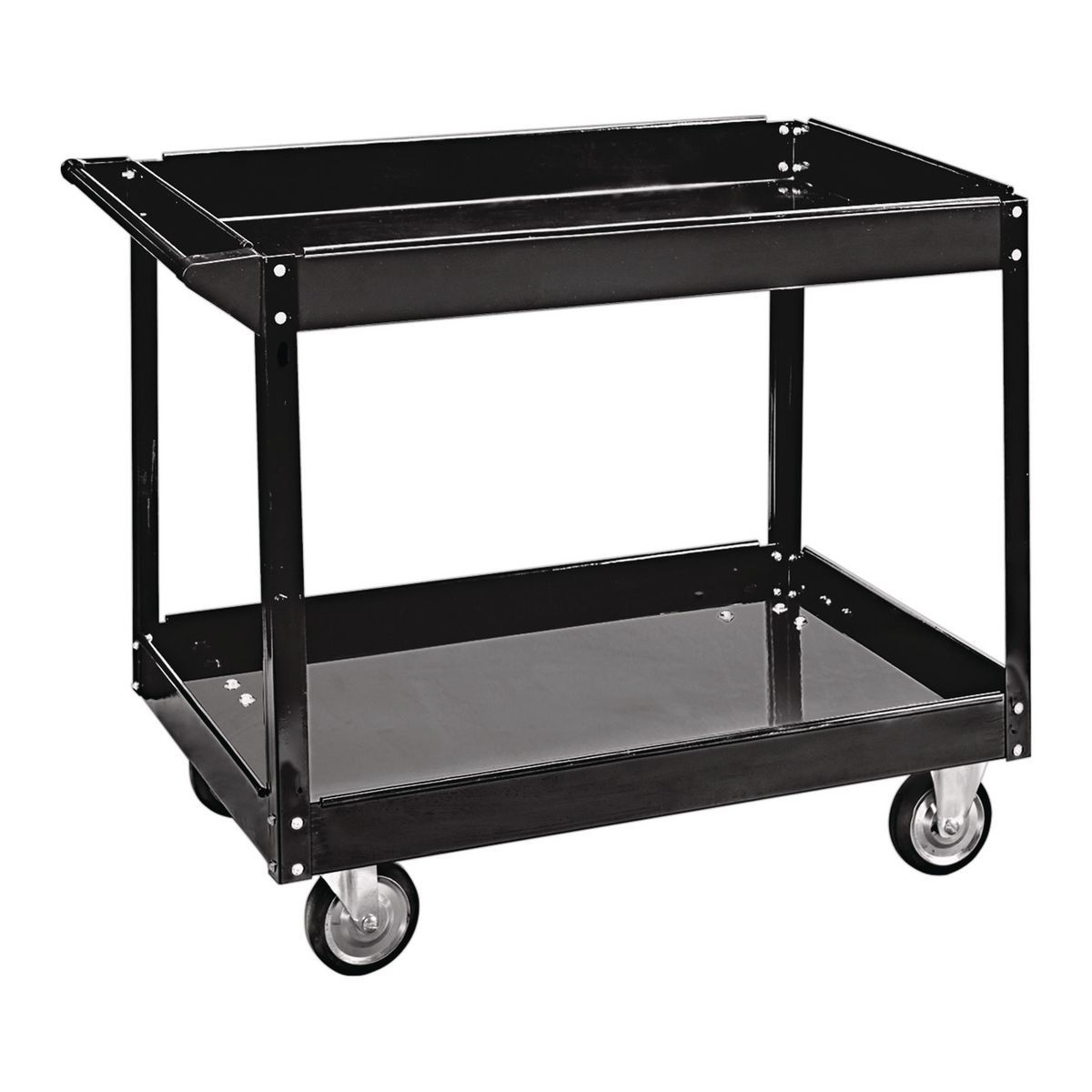 36 in. x 24 in. Two Shelf Steel Service Cart, Black V9785