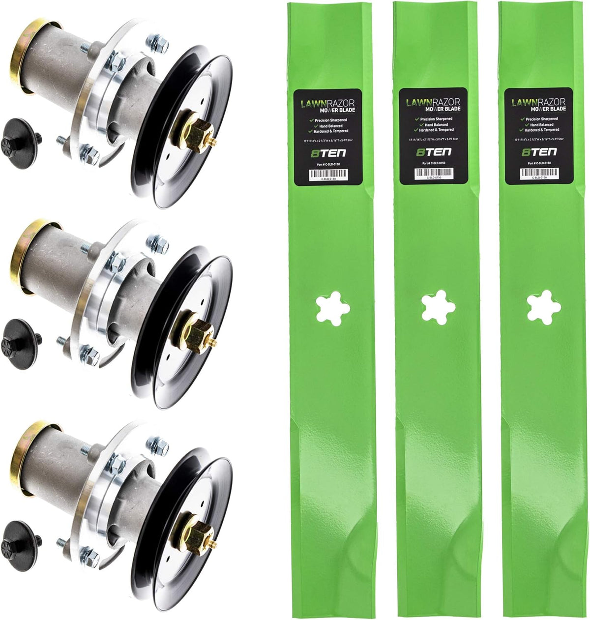 Spindle with Pulley High Lift Blade Kit for Husqvarna 52 inch Cut I82217