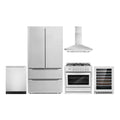 36 Dual Fuel Range, Wall Mount Range Hood, Dishwasher, Refrigerator with Ice Maker and Wine Cooler E349