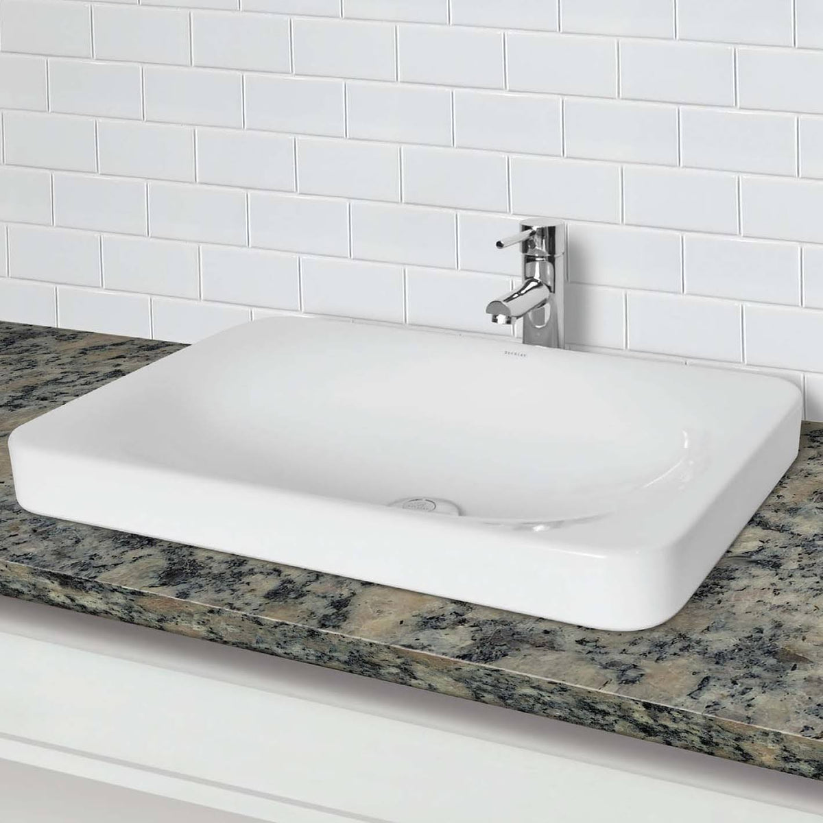 White Semi-Recessed Rectangular Lavatory Sink Y904486