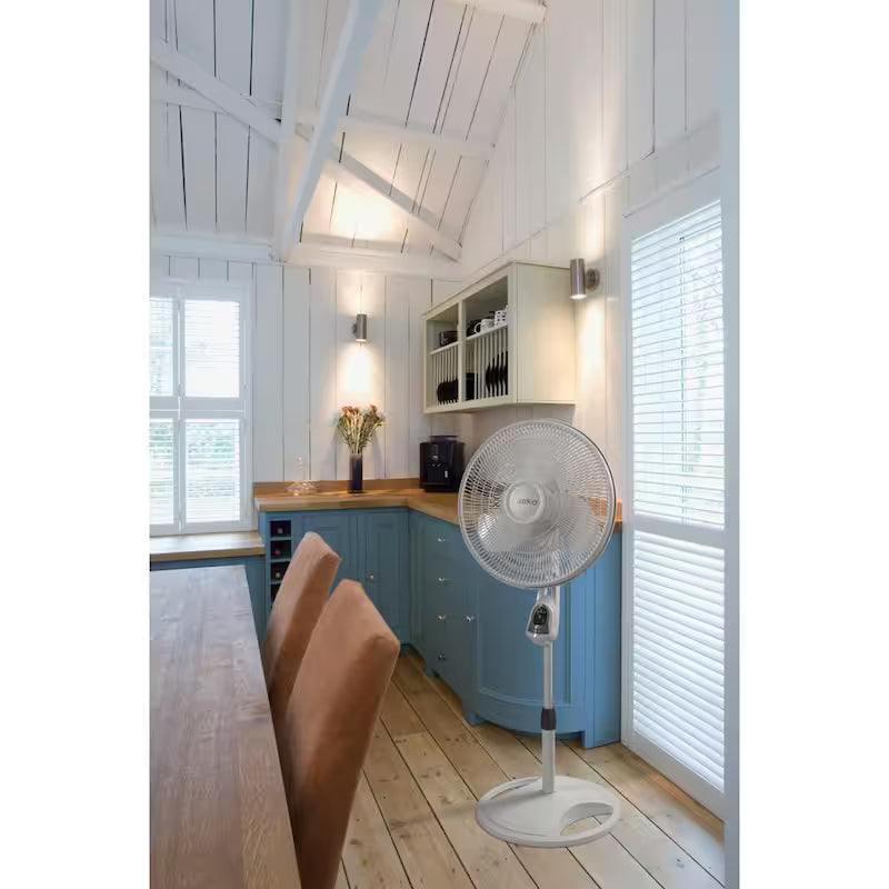 16 in. 3 Speed Oscillating Pedestal Fan with Remote Control in White I306507