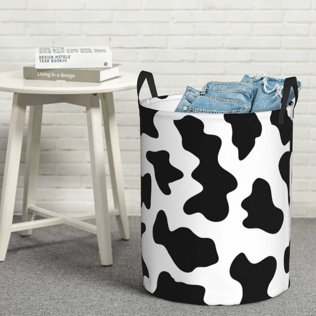 Milk Cow Laundry Hamper with Handles Collapsible Waterproof O410170