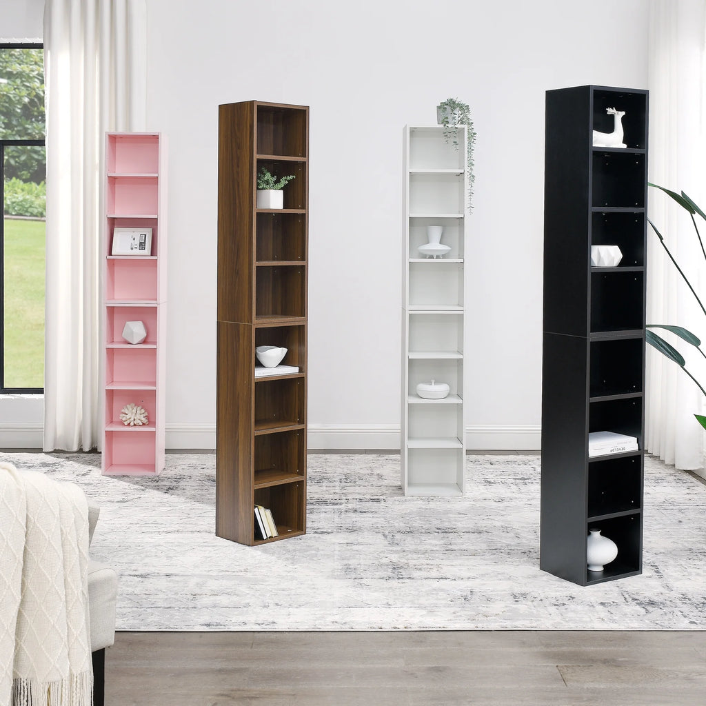 8-Tier Tall Narrow Bookcase with Adjustable Shelves K1382