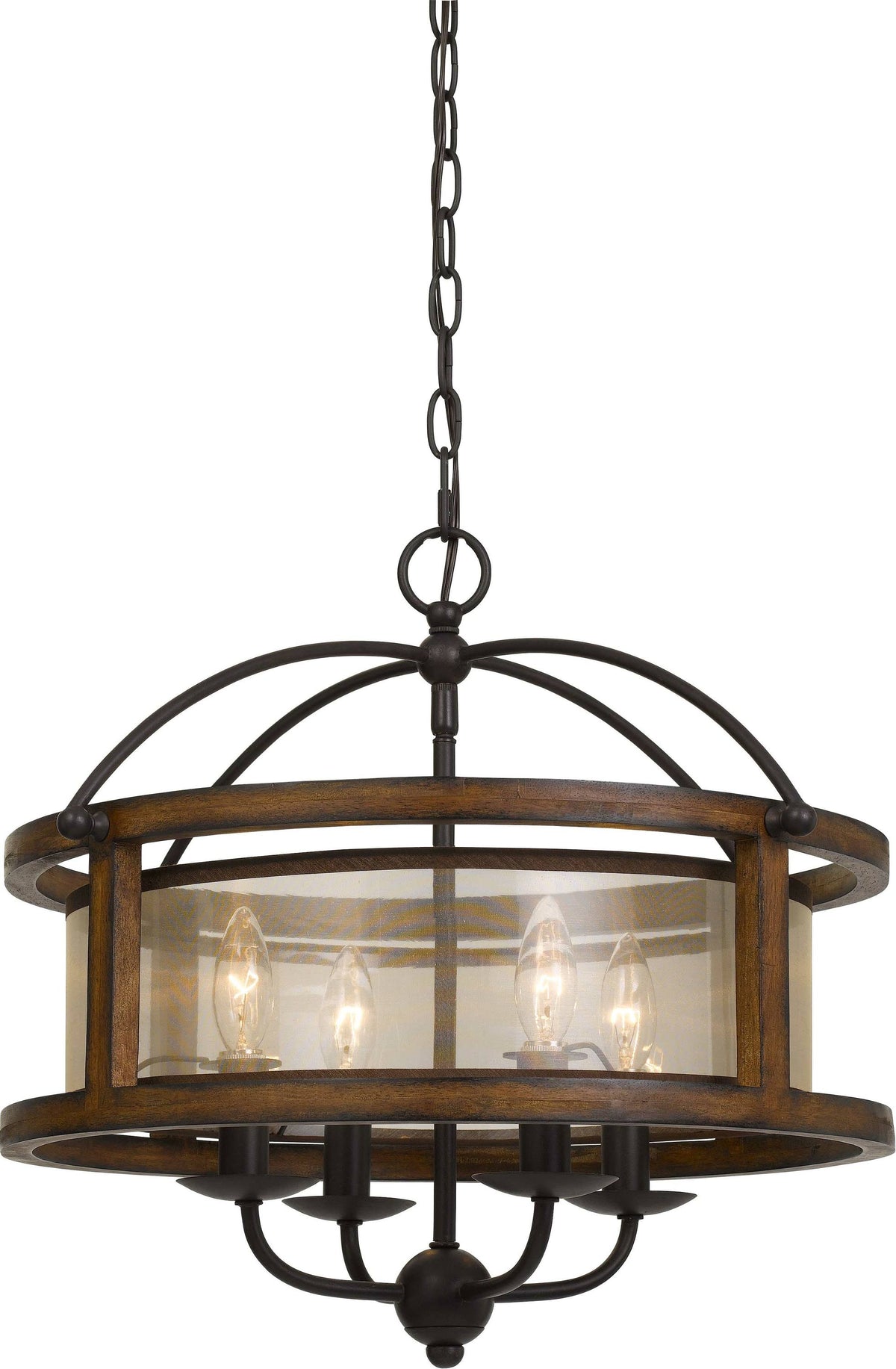 4 Light 20x22 Wide Chandelier Wood J7428
