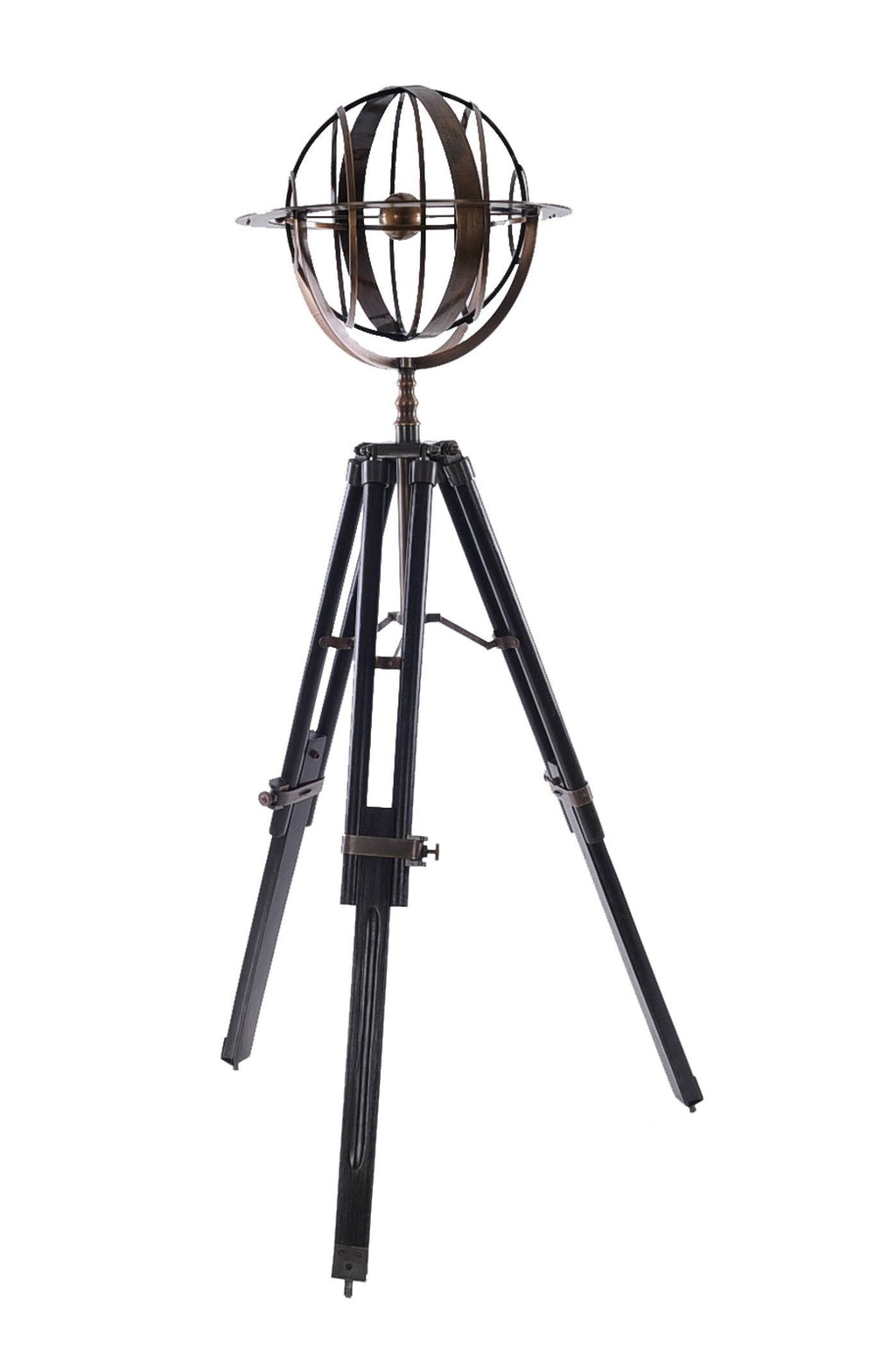 Brass Armillary with Wood Stand D954