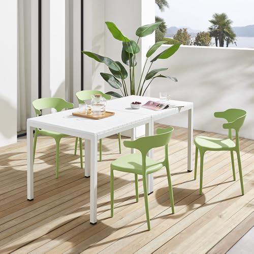 Stackable Plastic Dining Chair Set of 4 Charcoal Gray D5301