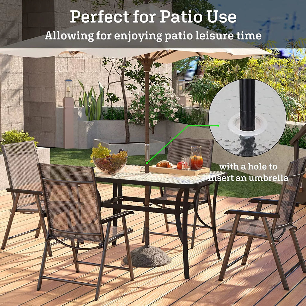 Black 47 inch Tempered Glass Patio Dining Table F132