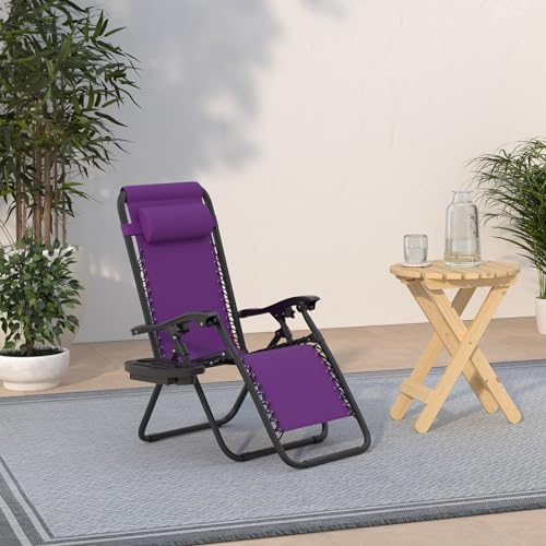 Set of 2 Black Adjustable Steel Mesh Zero Gravity Lounge Chair Recliners M302875