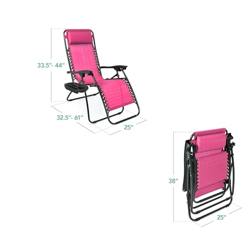 Set of 2 Black Adjustable Steel Mesh Zero Gravity Lounge Chair Recliners M302875
