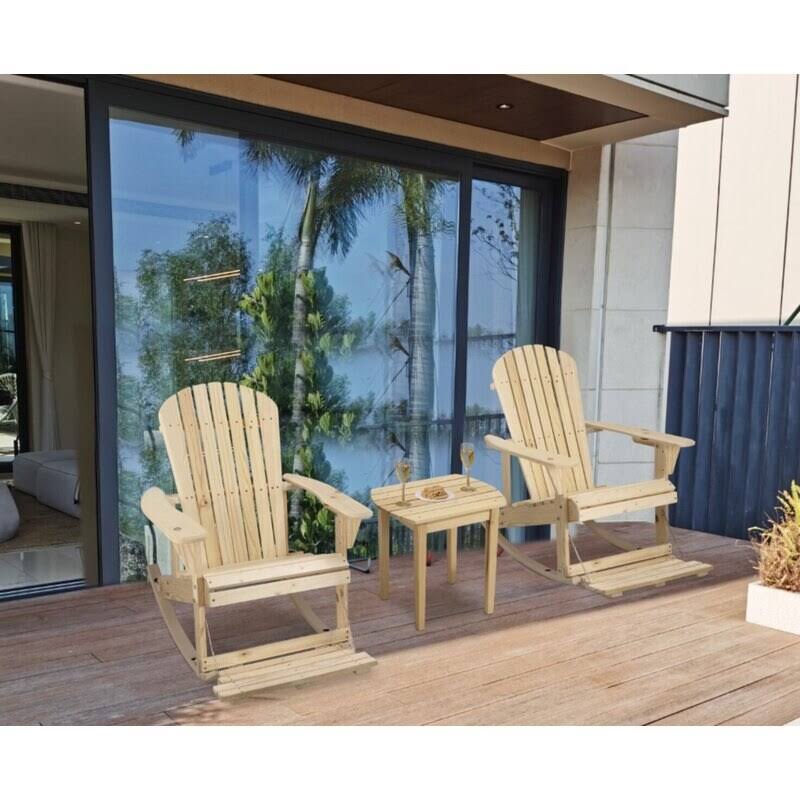 White 3 Piece Patio Adirondack Rocker Set Y134