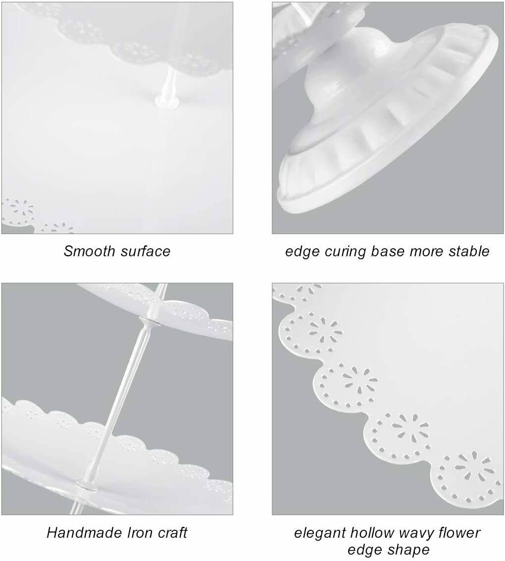 White Metal 3 Piece Cake Stand Set A84157