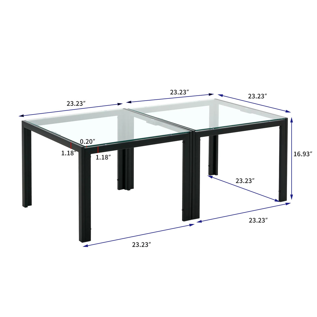 Coffee Table Set of 2 Tempered Glass S354