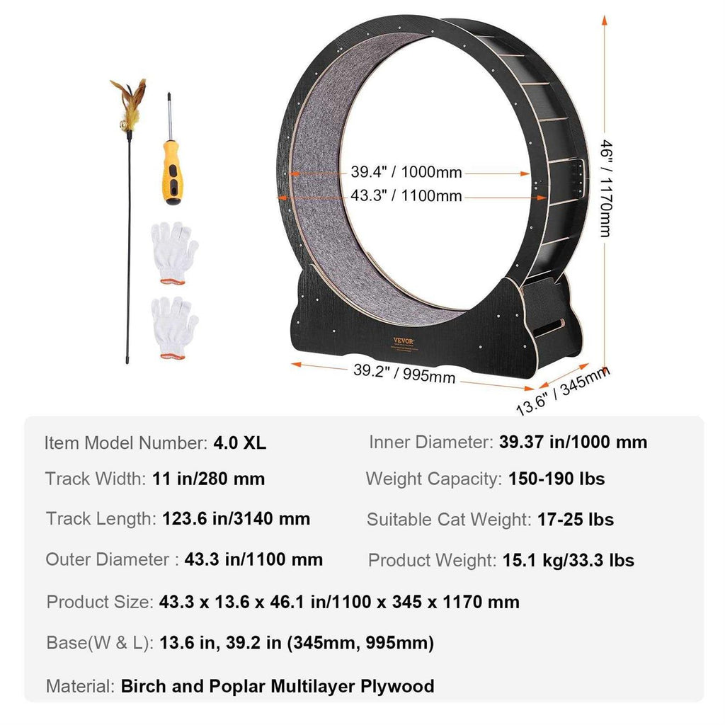 Large Cat Exercise Wheel with Detachable Carpet and Cat Teaser I515
