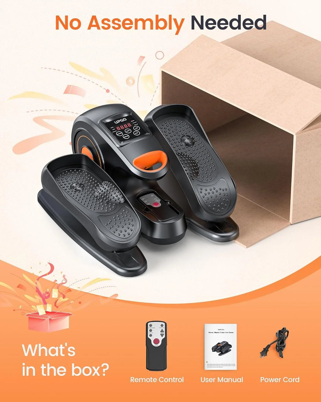 Under Desk Ellipticals Electric with Remote Control & Non-Slip Pedals K492