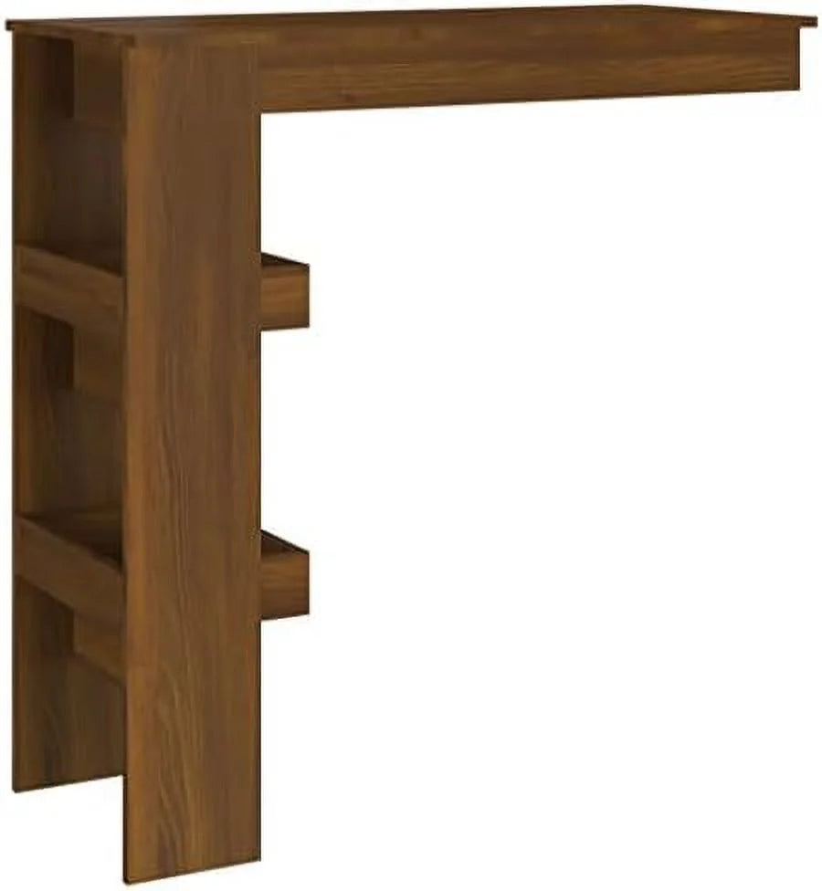 Black Engineered Wood Wall Table with Compartments E368