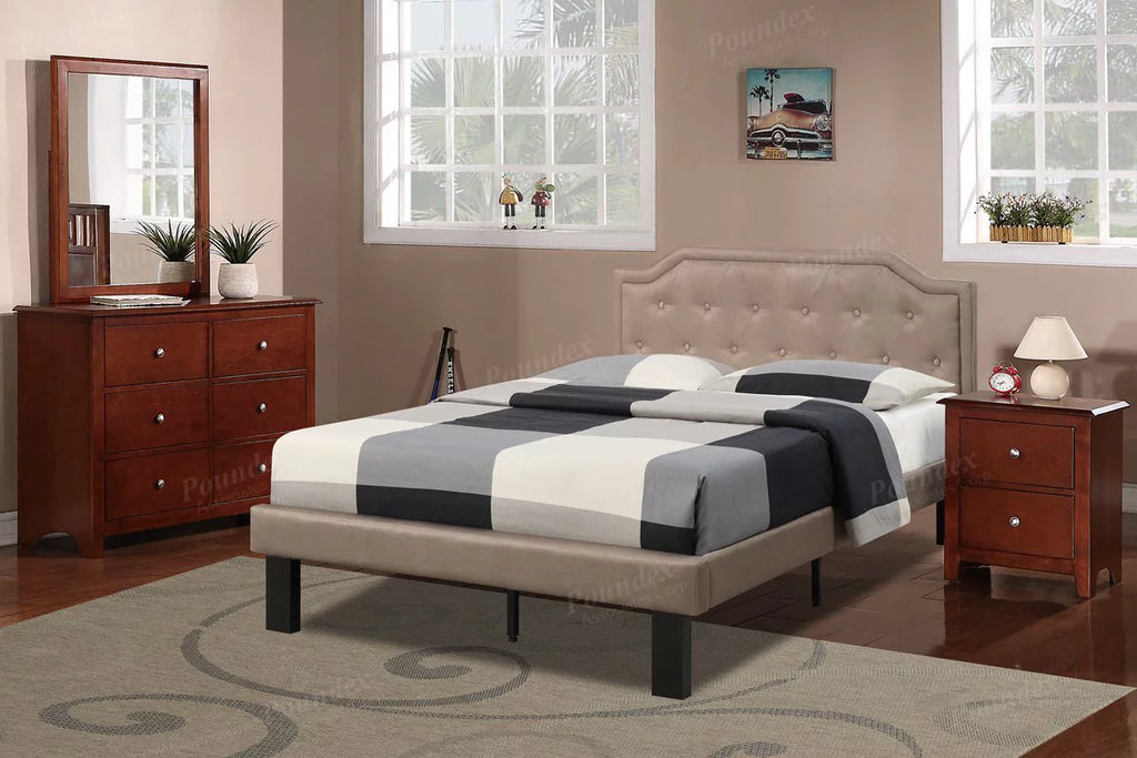 Tan Polyfabric Upholstered Twin Size Bed P391743