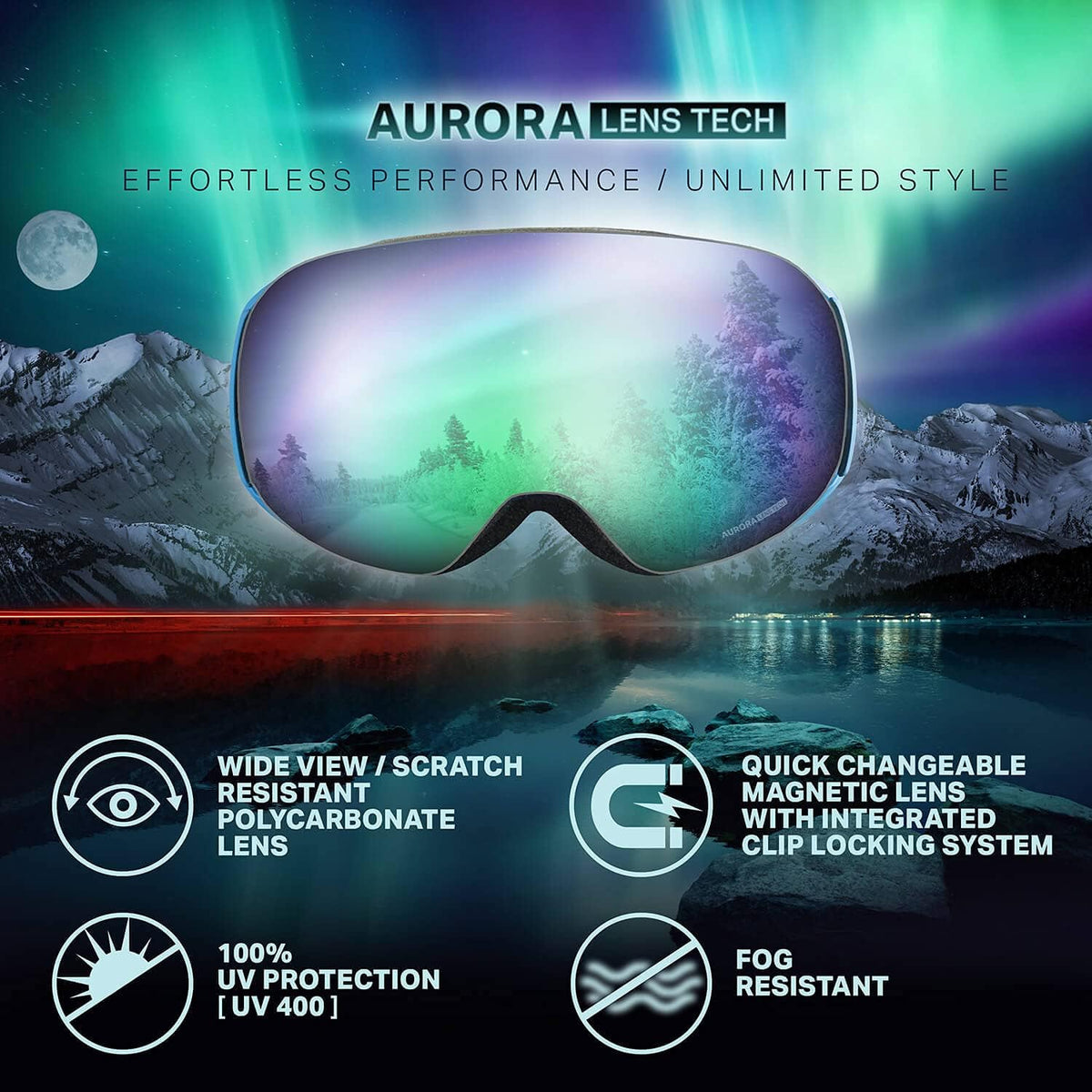 Frameless Ski Goggles Replacement Lens Pack of 2 H752491