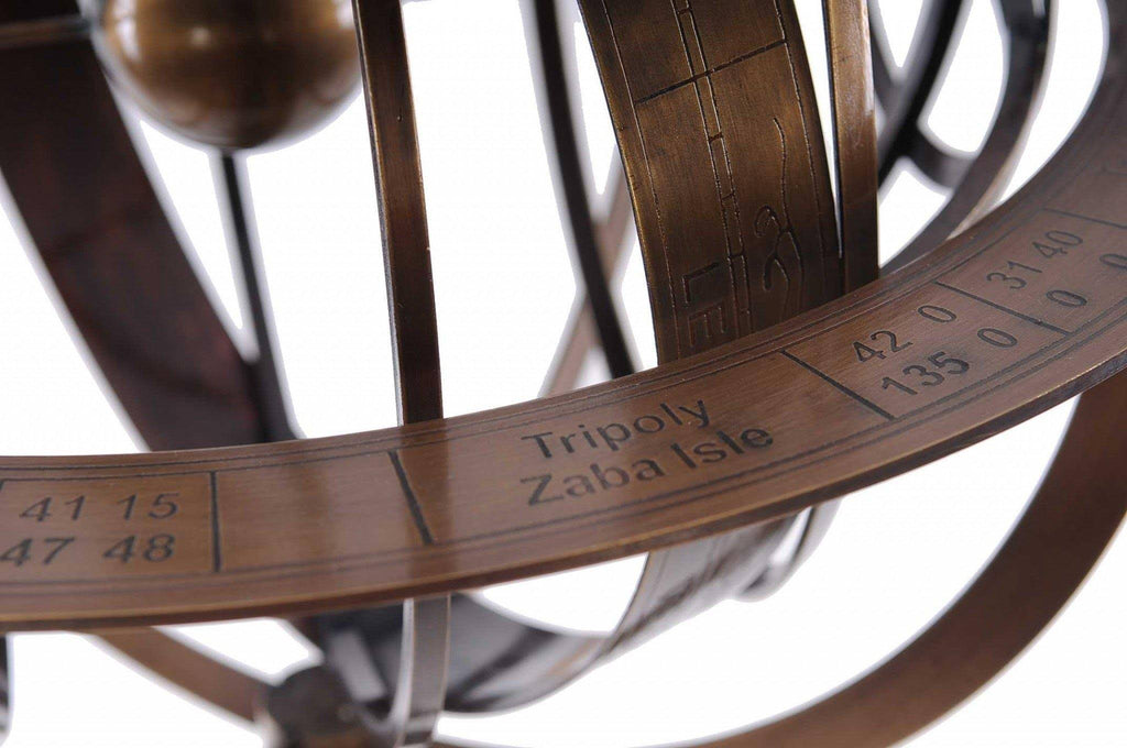 Brass Armillary with Wood Stand D954