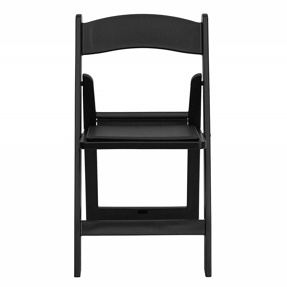Black Resin Folding Chair with Vinyl Padded Seat J810594