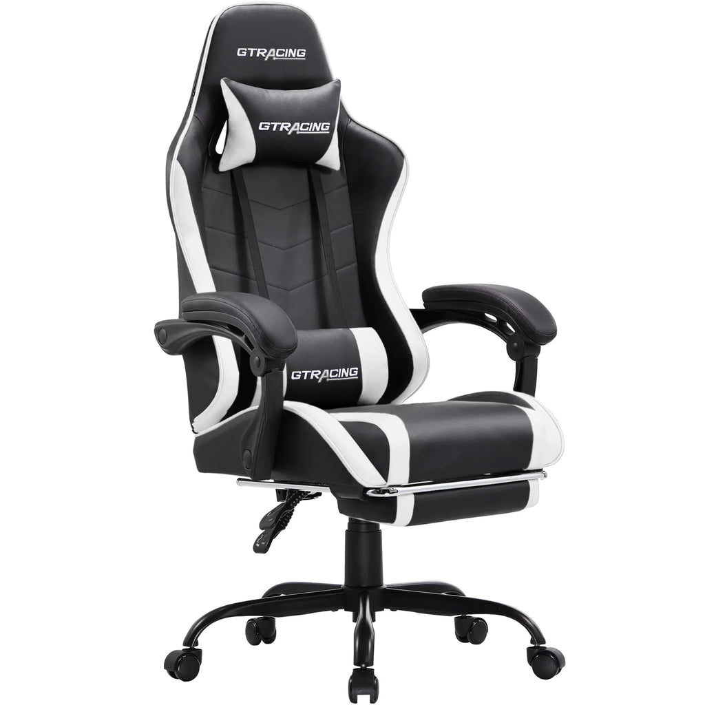 White Gaming Chair with Footrest K450278
