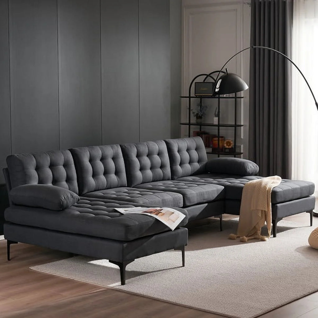 U-shaped Sectional Sofa Dark Gray U8581