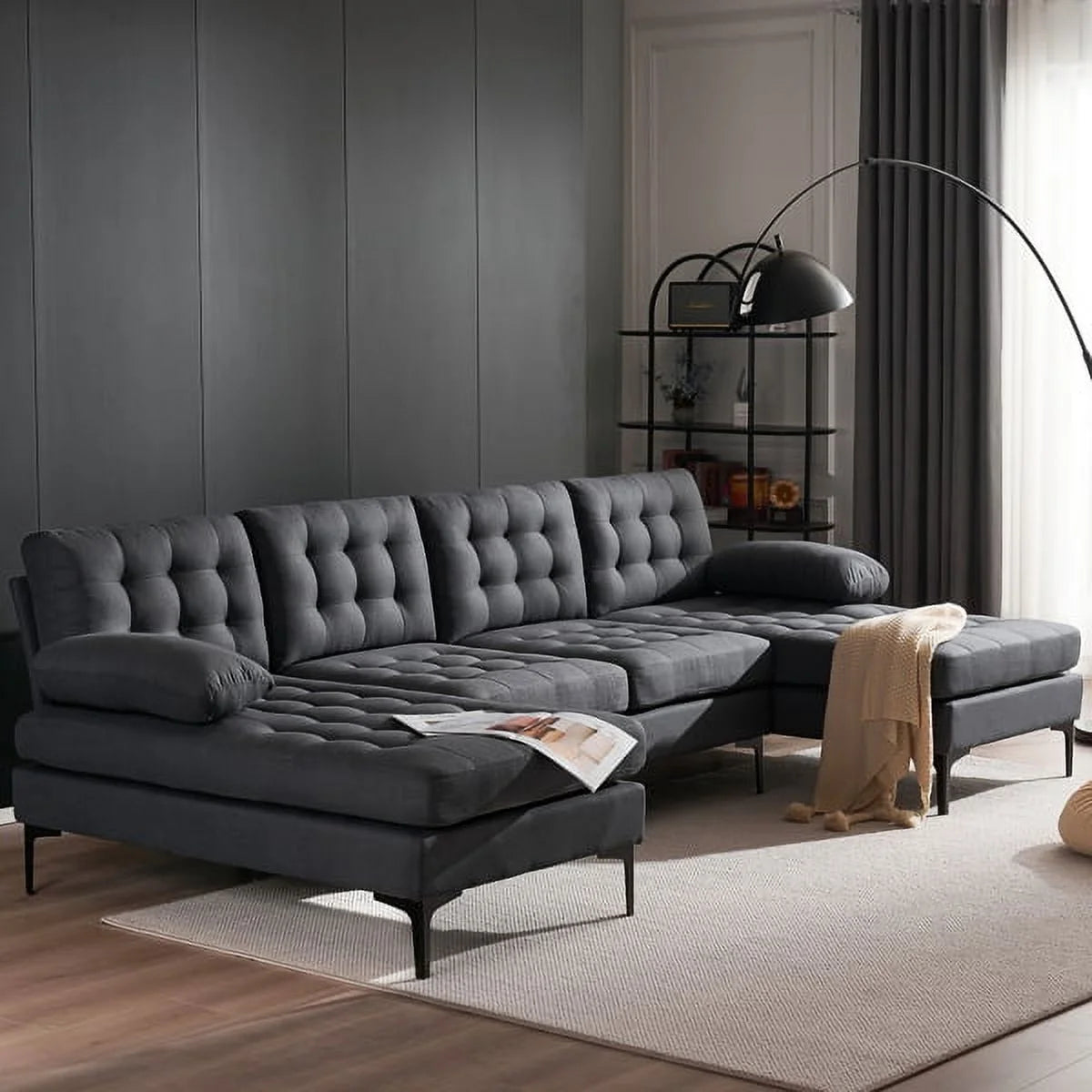U-shaped Sectional Sofa Dark Gray U8581