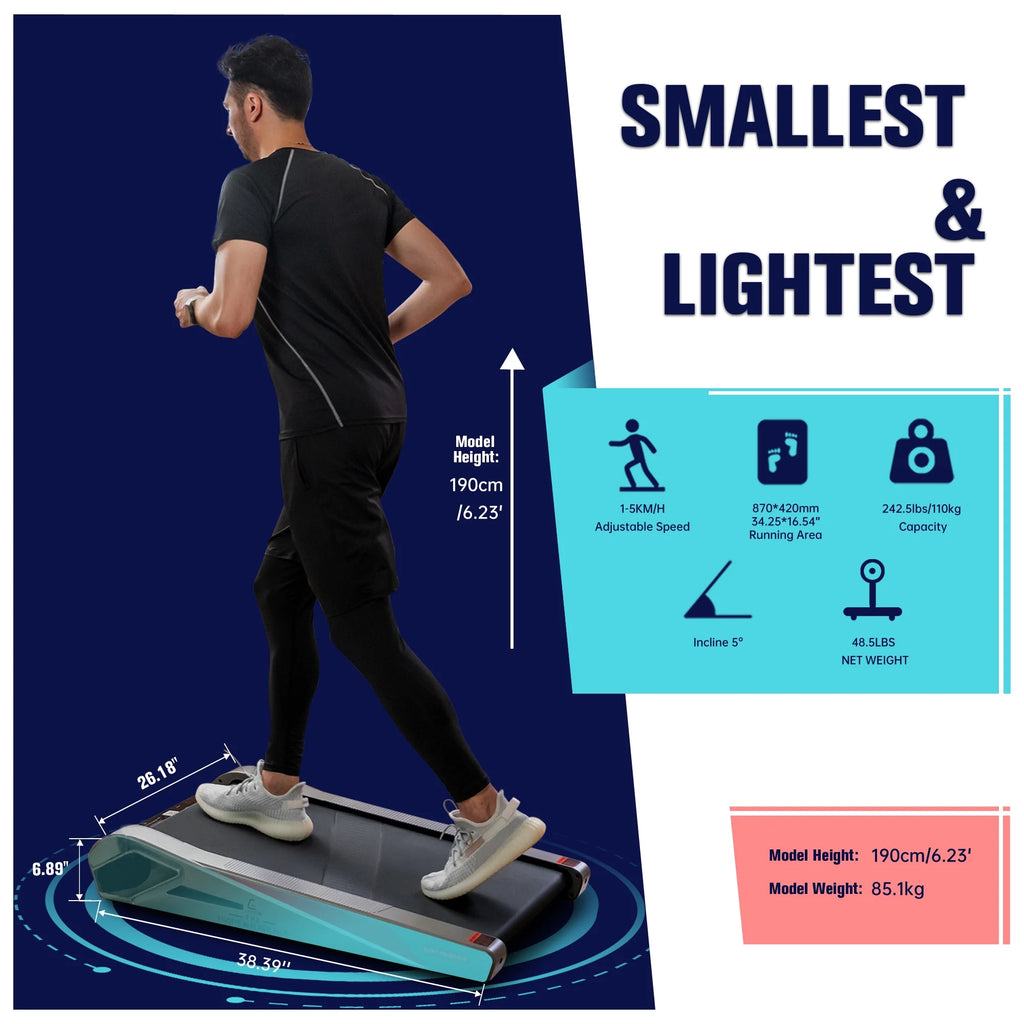 2.0HP 5 Incline Under Desk Electric Walking Treadmill N203758
