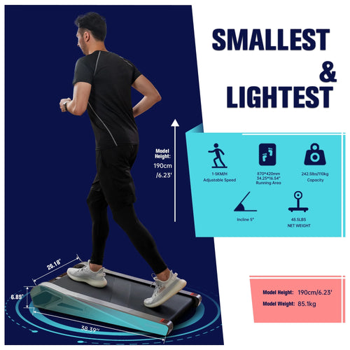 2.0HP 5 Incline Under Desk Electric Walking Treadmill N203758