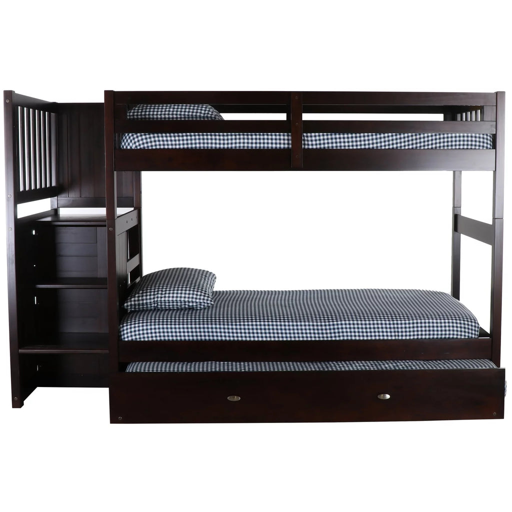 Solid Pine Bunk Bed in Dark Espresso Y17303