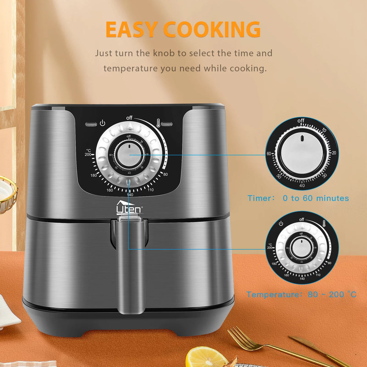 5.8 Quart 1700W 8-in-1 Non-Stick Air Fryer L90067