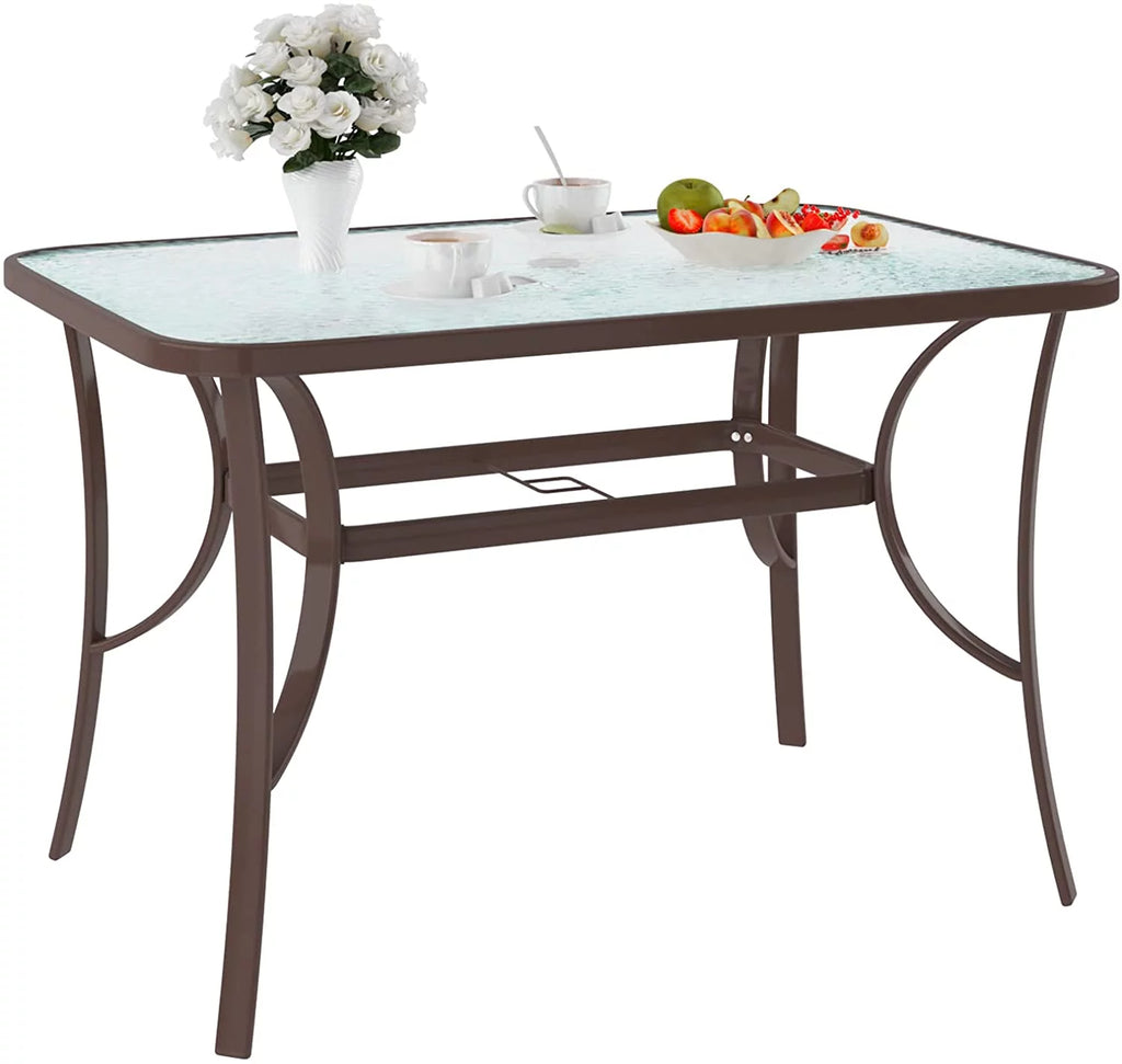 Black 47 inch Tempered Glass Patio Dining Table F132