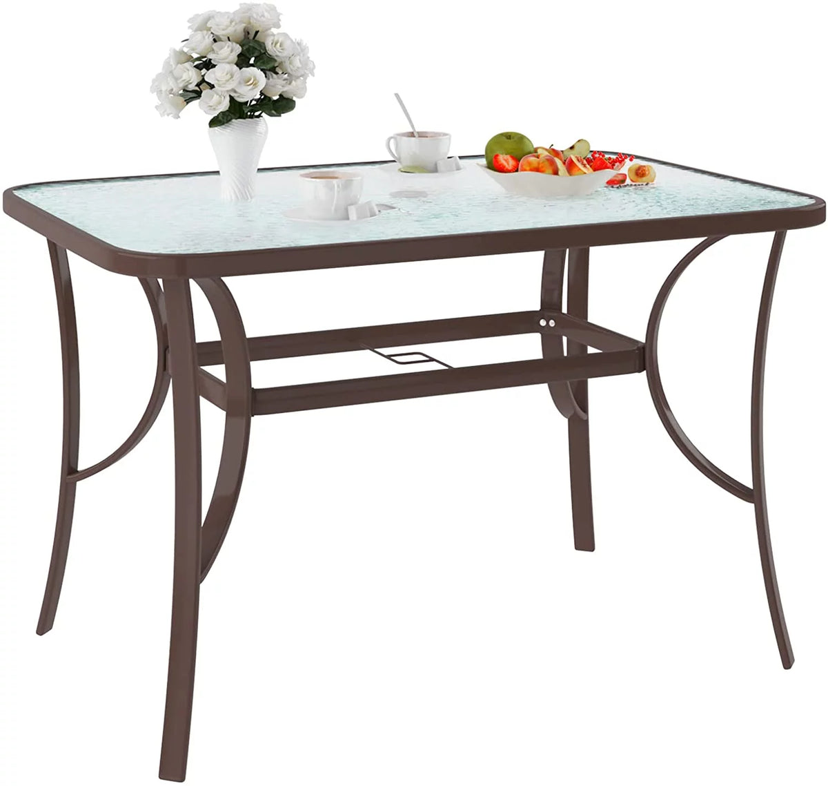 Black 47 inch Tempered Glass Patio Dining Table F132