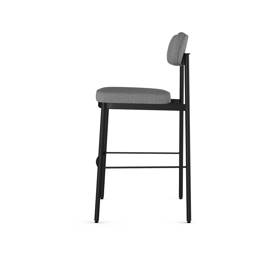 Pale Gray Polyester and Metal Bar Stool V230411