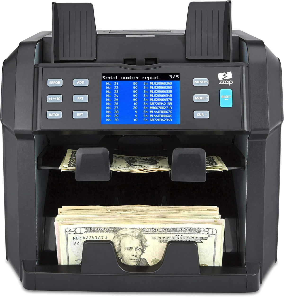 Mixed Denomination Bill Counter 2 Pocket Sorter Counterfeit Detector Y449055