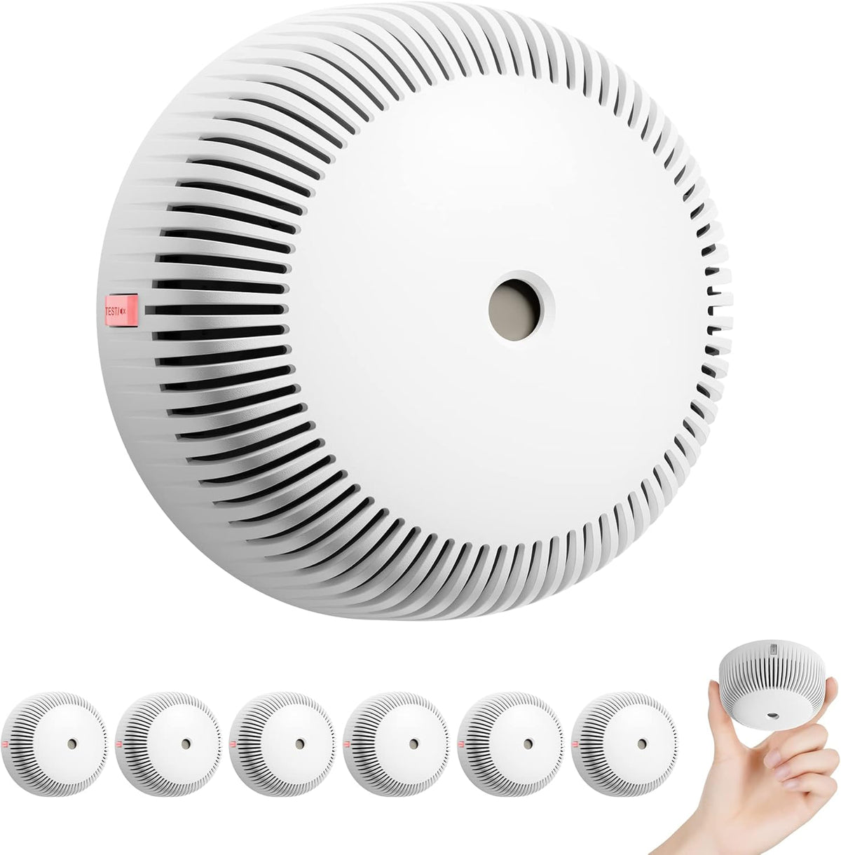 Mini Smoke Detector with 10-Year Battery, Photoelectric Sensor, Pack of 6 A447461