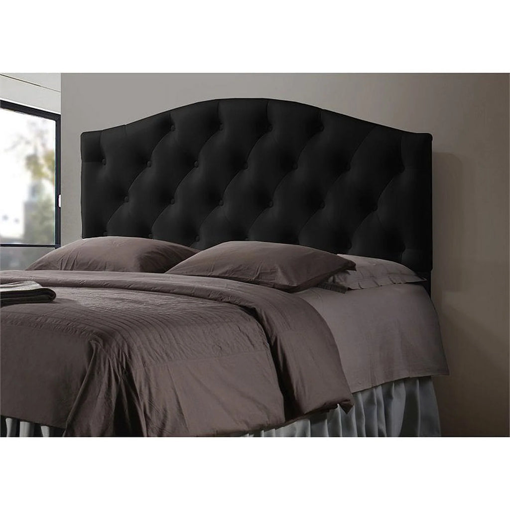 Black Faux Leather Tufted Queen Size Panel Headboard J410
