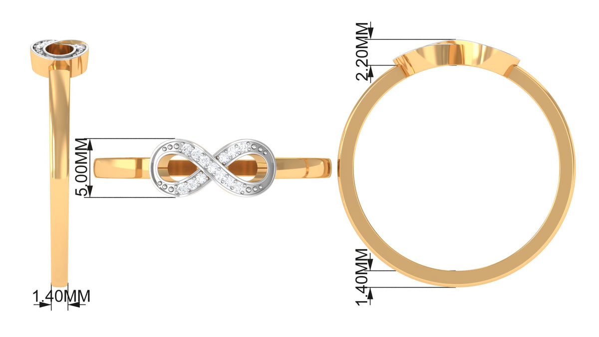 Two Tone Gold 925 Sterling Silver Infinity Ring A813