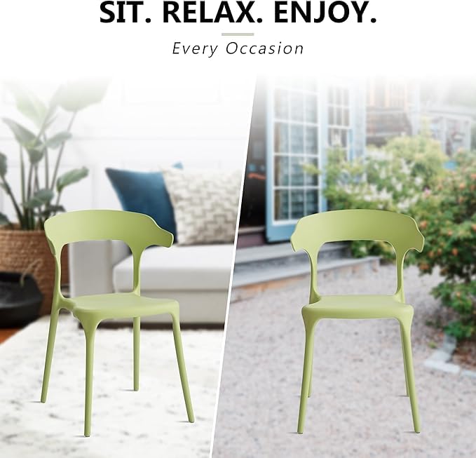Stackable Plastic Dining Chair Set of 4 Charcoal Gray D5301