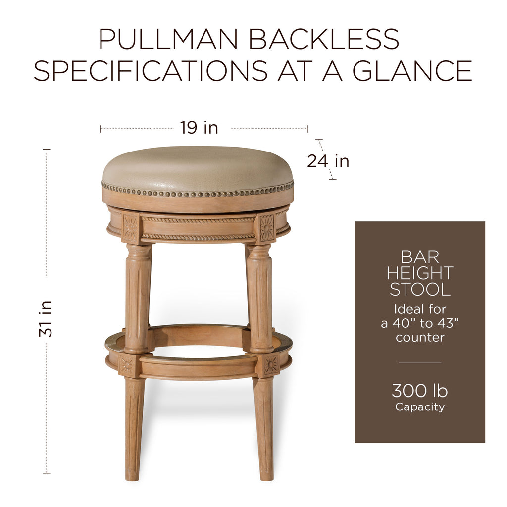 Weathered Oak Backless Bar Stool with Vegan Leather E321847