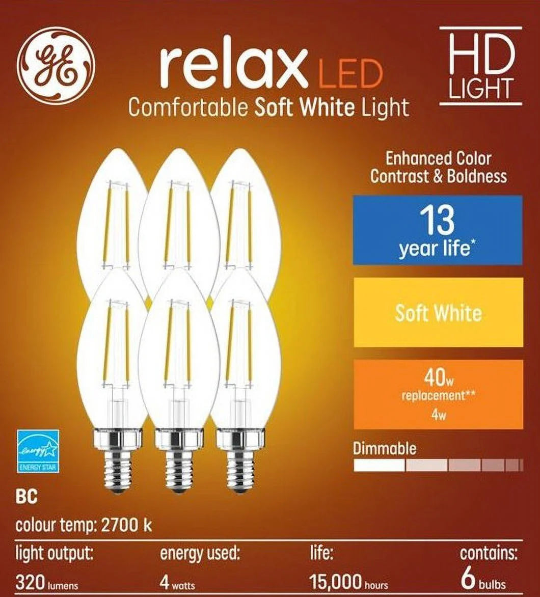 6 Bulbs Clear Dimmable LED Chandelier Light Bulb F1573