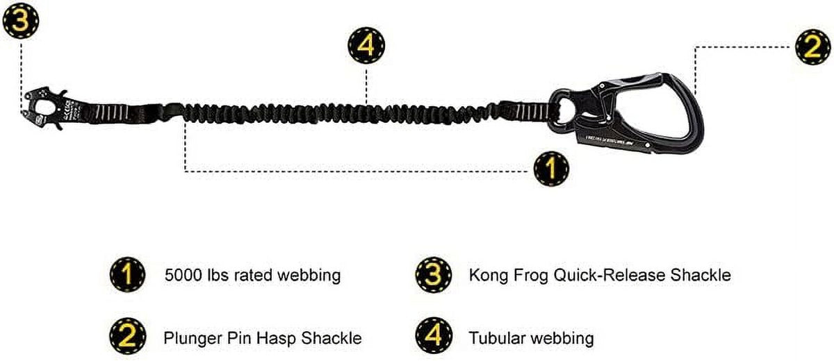 2Ft Elastic Bungee Lanyard with Snap Hook, Black, 24 Inches H615